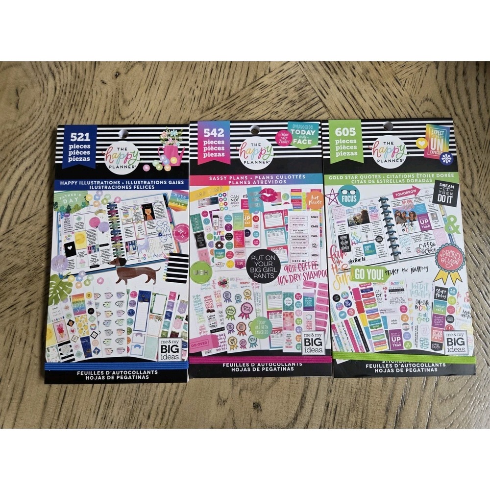 The Happy Planner Sticker Books LOT OF 3 New NWT Planner Stickers Happy Planner